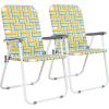 imageVINGLI Patio Lawn Webbed Folding Chairs Set of 2 Outdoor Beach Chair Portable Dining Chair for Yard Garden Green ClassicYellow