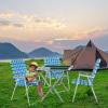 imageVINGLI Patio Lawn Webbed Folding Chairs Set of 2 Outdoor Beach Chair Portable Dining Chair for Yard Garden Red ClassicBlue