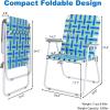 imageVINGLI Patio Lawn Webbed Folding Chairs Set of 2 Outdoor Beach Chair Portable Dining Chair for Yard Garden Red ClassicBlue