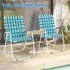 imageVINGLI Patio Lawn Webbed Folding Chairs Set of 2 Outdoor Beach Chair Portable Dining Chair for Yard Garden Red ClassicBlue