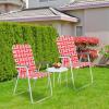 imageVINGLI Patio Lawn Webbed Folding Chairs Set of 2 Outdoor Beach Chair Portable Dining Chair for Yard Garden Red ClassicRed