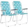 imageVINGLI Patio Lawn Webbed Folding Chairs Set of 2 Outdoor Beach Chair Portable Dining Chair for Yard Garden Red ClassicWhite  Blue
