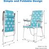 imageVINGLI Patio Lawn Webbed Folding Chairs Set of 2 Outdoor Beach Chair Portable Dining Chair for Yard Garden Red ClassicWhite  Blue