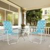imageVINGLI Patio Lawn Webbed Folding Chairs Set of 2 Outdoor Beach Chair Portable Dining Chair for Yard Garden Red ClassicWhite  Blue