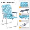 imageVINGLI Patio Lawn Webbed Folding Chairs Set of 2 Outdoor Beach Chair Portable Dining Chair for Yard Garden Red ClassicWhite  Blue