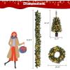 imageVINGLI Prelit Christmas Tree 5Piece Set with LED Lights Christmas Garlands Wreath and Set of 2 Entrance Trees Artificial Christmas Porch Decorations Indoor Outdoor Lighted Decor
