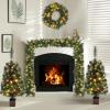 imageVINGLI Prelit Christmas Tree 5Piece Set with LED Lights Christmas Garlands Wreath and Set of 2 Entrance Trees Artificial Christmas Porch Decorations Indoor Outdoor Lighted Decor