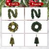imageVINGLI Prelit Christmas Tree 5Piece Set with LED Lights Christmas Garlands Wreath and Set of 2 Entrance Trees Artificial Christmas Porch Decorations Indoor Outdoor Lighted Decor