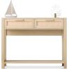 imageVINGLI Rattan Console Table Boho Sofa Table with 2 Drawers and Open Storage Shelf Oak 39W x 12D x 31H