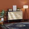 imageVINGLI Rattan Dresser Mid Century Modern Dresser 6 Drawers 472quot W x 157quot D x 335quot H Boho Bedroom Furniture Black Wicker Dresser Bohemian