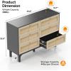 imageVINGLI Rattan Dresser Mid Century Modern Dresser 6 Drawers 472quot W x 157quot D x 335quot H Boho Bedroom Furniture Black Wicker Dresser Bohemian