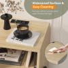 imageVINGLI Rattan Nightstand Set of 2 with Charging Station 27quot Tall Black Nightstand with 3 Drawers for Bedroom Boho Mid Century Modern Bed Side TableEnd Table Black 2 PackOak