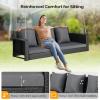 imageVINGLI Rattan Porch Swing Heavy Duty 800 LBS Outdoor Hanging Seat with Extra Cushion and Adjustable Chain The Porch Swing Seat Made by Wicker Suits for Garden Yard Lawn Black 4 FTBlack