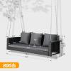 imageVINGLI Rattan Porch Swing Heavy Duty 800 LBS Outdoor Hanging Seat with Extra Cushion and Adjustable Chain The Porch Swing Seat Made by Wicker Suits for Garden Yard Lawn Black 4 FTBlack