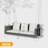imageVINGLI Rattan Porch Swing Heavy Duty 800 LBS Outdoor Hanging Seat with Extra Cushion and Adjustable Chain The Porch Swing Seat Made by Wicker Suits for Garden Yard Lawn Black 4 FTGray