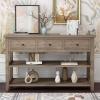 imageVINGLI Rustic Gray Console Table with 3 Drawers and 2 Shelves Wood Console Table for Entryway Farmhouse Console Table Sofa Table with Storage for Living Room 472quot W x 157quot D x 299quot H