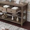 imageVINGLI Rustic Gray Console Table with 3 Drawers and 2 Shelves Wood Console Table for Entryway Farmhouse Console Table Sofa Table with Storage for Living Room 472quot W x 157quot D x 299quot H