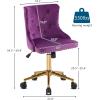imageVINGLI Rustic Microfiber Armless Home Office Desk Chair with Gold BaseWheels Small Cute VanityMakeup Chair with Back for Bedroom Upholstered Adjustable Rolling Swivel Nail Chair for WomenGirlsDark Purple
