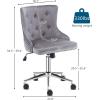 imageVINGLI Rustic Microfiber Armless Home Office Desk Chair with Gold BaseWheels Small Cute VanityMakeup Chair with Back for Bedroom Upholstered Adjustable Rolling Swivel Nail Chair for WomenGirlsGrey