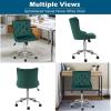 imageVINGLI Rustic Microfiber Armless Home Office Desk Chair with Gold BaseWheels Small Cute VanityMakeup Chair with Back for Bedroom Upholstered Adjustable Rolling Swivel Nail Chair for WomenGirlsGreen
