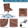 imageVINGLI Rustic Microfiber Armless Home Office Desk Chair with Gold BaseWheels Small Cute VanityMakeup Chair with Back for Bedroom Upholstered Adjustable Rolling Swivel Nail Chair for WomenGirlsRusticmicrofiber