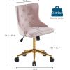 imageVINGLI Rustic Microfiber Armless Home Office Desk Chair with Gold BaseWheels Small Cute VanityMakeup Chair with Back for Bedroom Upholstered Adjustable Rolling Swivel Nail Chair for WomenGirlsLight Pink