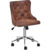 imageVINGLI Rustic Microfiber Armless Home Office Desk Chair with Gold BaseWheels Small Cute VanityMakeup Chair with Back for Bedroom Upholstered Adjustable Rolling Swivel Nail Chair for WomenGirlsRusticmicrofiber
