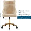 imageVINGLI Rustic Microfiber Armless Home Office Desk Chair with Gold BaseWheels Small Cute VanityMakeup Chair with Back for Bedroom Upholstered Adjustable Rolling Swivel Nail Chair for WomenGirlsBeige