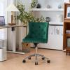 imageVINGLI Rustic Microfiber Armless Home Office Desk Chair with Gold BaseWheels Small Cute VanityMakeup Chair with Back for Bedroom Upholstered Adjustable Rolling Swivel Nail Chair for WomenGirlsGreen