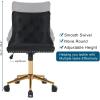 imageVINGLI Rustic Microfiber Armless Home Office Desk Chair with Gold BaseWheels Small Cute VanityMakeup Chair with Back for Bedroom Upholstered Adjustable Rolling Swivel Nail Chair for WomenGirlsBlack