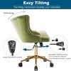 imageVINGLI Rustic Microfiber Armless Home Office Desk Chair with Gold BaseWheels Small Cute VanityMakeup Chair with Back for Bedroom Upholstered Adjustable Rolling Swivel Nail Chair for WomenGirlsOlive