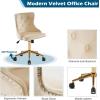 imageVINGLI Rustic Microfiber Armless Home Office Desk Chair with Gold BaseWheels Small Cute VanityMakeup Chair with Back for Bedroom Upholstered Adjustable Rolling Swivel Nail Chair for WomenGirlsBeige