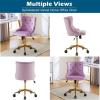 imageVINGLI Rustic Microfiber Armless Home Office Desk Chair with Gold BaseWheels Small Cute VanityMakeup Chair with Back for Bedroom Upholstered Adjustable Rolling Swivel Nail Chair for WomenGirlsMauve Purple