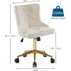 imageVINGLI Rustic Microfiber Armless Home Office Desk Chair with Gold BaseWheels Small Cute VanityMakeup Chair with Back for Bedroom Upholstered Adjustable Rolling Swivel Nail Chair for WomenGirlsWhiteteddy Fleece