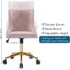 imageVINGLI Rustic Microfiber Armless Home Office Desk Chair with Gold BaseWheels Small Cute VanityMakeup Chair with Back for Bedroom Upholstered Adjustable Rolling Swivel Nail Chair for WomenGirlsLight Pink