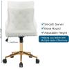 imageVINGLI Rustic Microfiber Armless Home Office Desk Chair with Gold BaseWheels Small Cute VanityMakeup Chair with Back for Bedroom Upholstered Adjustable Rolling Swivel Nail Chair for WomenGirlsWhitevelvet