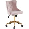 imageVINGLI Rustic Microfiber Armless Home Office Desk Chair with Gold BaseWheels Small Cute VanityMakeup Chair with Back for Bedroom Upholstered Adjustable Rolling Swivel Nail Chair for WomenGirlsLight Pink