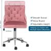 imageVINGLI Rustic Microfiber Armless Home Office Desk Chair with Gold BaseWheels Small Cute VanityMakeup Chair with Back for Bedroom Upholstered Adjustable Rolling Swivel Nail Chair for WomenGirlsPink
