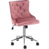 imageVINGLI Rustic Microfiber Armless Home Office Desk Chair with Gold BaseWheels Small Cute VanityMakeup Chair with Back for Bedroom Upholstered Adjustable Rolling Swivel Nail Chair for WomenGirlsPink