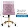imageVINGLI Rustic Microfiber Armless Home Office Desk Chair with Gold BaseWheels Small Cute VanityMakeup Chair with Back for Bedroom Upholstered Adjustable Rolling Swivel Nail Chair for WomenGirlsMauve Purple