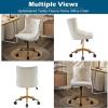 imageVINGLI Rustic Microfiber Armless Home Office Desk Chair with Gold BaseWheels Small Cute VanityMakeup Chair with Back for Bedroom Upholstered Adjustable Rolling Swivel Nail Chair for WomenGirlsWhiteteddy Fleece