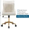 imageVINGLI Rustic Microfiber Armless Home Office Desk Chair with Gold BaseWheels Small Cute VanityMakeup Chair with Back for Bedroom Upholstered Adjustable Rolling Swivel Nail Chair for WomenGirlsWhiteteddy Fleece
