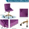 imageVINGLI Rustic Microfiber Armless Home Office Desk Chair with Gold BaseWheels Small Cute VanityMakeup Chair with Back for Bedroom Upholstered Adjustable Rolling Swivel Nail Chair for WomenGirlsDark Purple