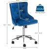 imageVINGLI Rustic Microfiber Armless Home Office Desk Chair with Gold BaseWheels Small Cute VanityMakeup Chair with Back for Bedroom Upholstered Adjustable Rolling Swivel Nail Chair for WomenGirlsBlue