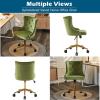 imageVINGLI Rustic Microfiber Armless Home Office Desk Chair with Gold BaseWheels Small Cute VanityMakeup Chair with Back for Bedroom Upholstered Adjustable Rolling Swivel Nail Chair for WomenGirlsOlive