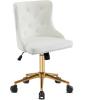 imageVINGLI Rustic Microfiber Armless Home Office Desk Chair with Gold BaseWheels Small Cute VanityMakeup Chair with Back for Bedroom Upholstered Adjustable Rolling Swivel Nail Chair for WomenGirlsWhitevelvet