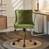imageVINGLI Rustic Microfiber Armless Home Office Desk Chair with Gold BaseWheels Small Cute VanityMakeup Chair with Back for Bedroom Upholstered Adjustable Rolling Swivel Nail Chair for WomenGirlsOlive