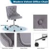 imageVINGLI Rustic Microfiber Armless Home Office Desk Chair with Gold BaseWheels Small Cute VanityMakeup Chair with Back for Bedroom Upholstered Adjustable Rolling Swivel Nail Chair for WomenGirlsGrey