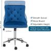 imageVINGLI Rustic Microfiber Armless Home Office Desk Chair with Gold BaseWheels Small Cute VanityMakeup Chair with Back for Bedroom Upholstered Adjustable Rolling Swivel Nail Chair for WomenGirlsBlue