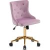 imageVINGLI Rustic Microfiber Armless Home Office Desk Chair with Gold BaseWheels Small Cute VanityMakeup Chair with Back for Bedroom Upholstered Adjustable Rolling Swivel Nail Chair for WomenGirlsMauve Purple